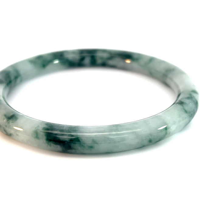 Variegated Forest Green White Jade Bangle