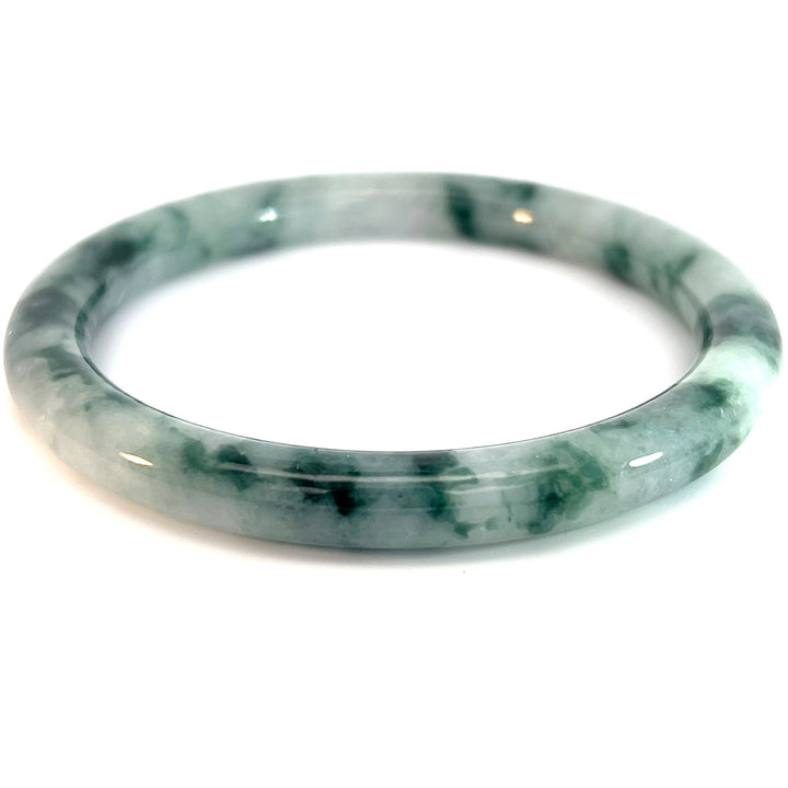 Variegated Forest Green White Jade Bangle