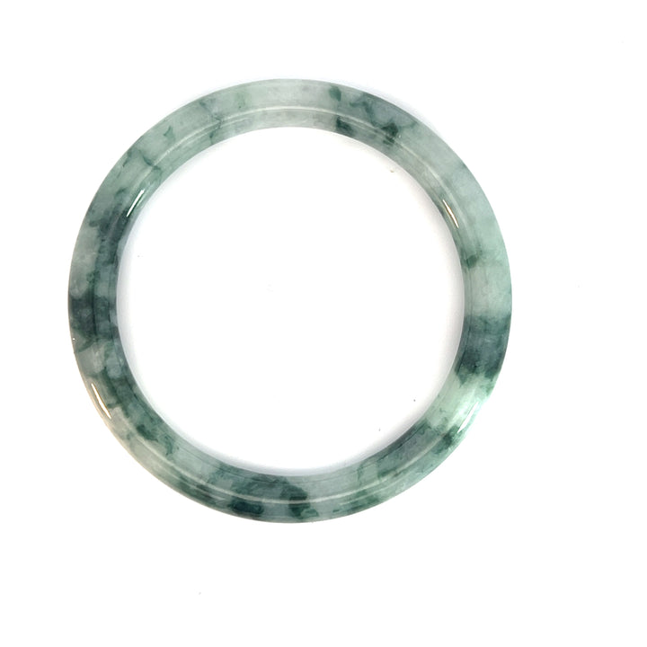Variegated Forest Green White Jade Bangle