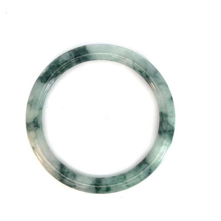 Variegated Forest Green White Jade Bangle