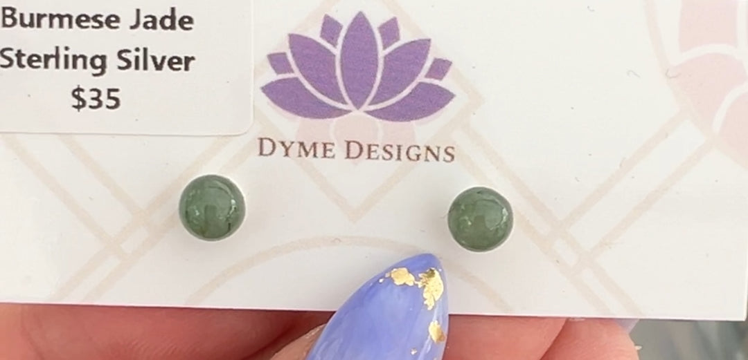 Burmese Jade Sterling Silver Studs
