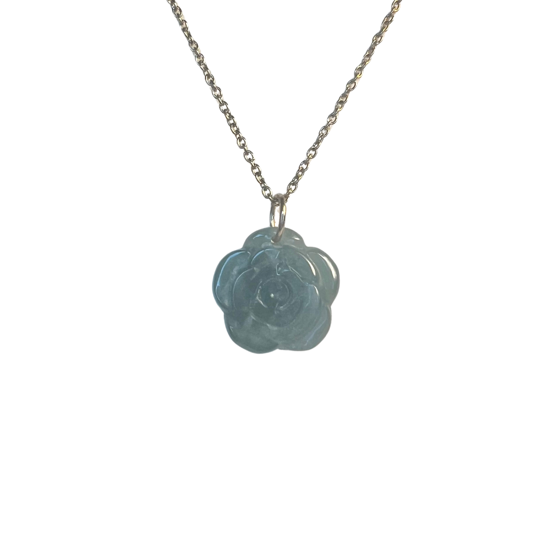Blue Water Jade Flower Pendant