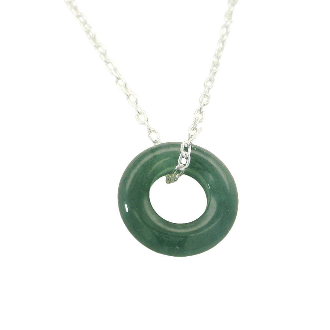 Sterling Silver Jade Donut Necklace