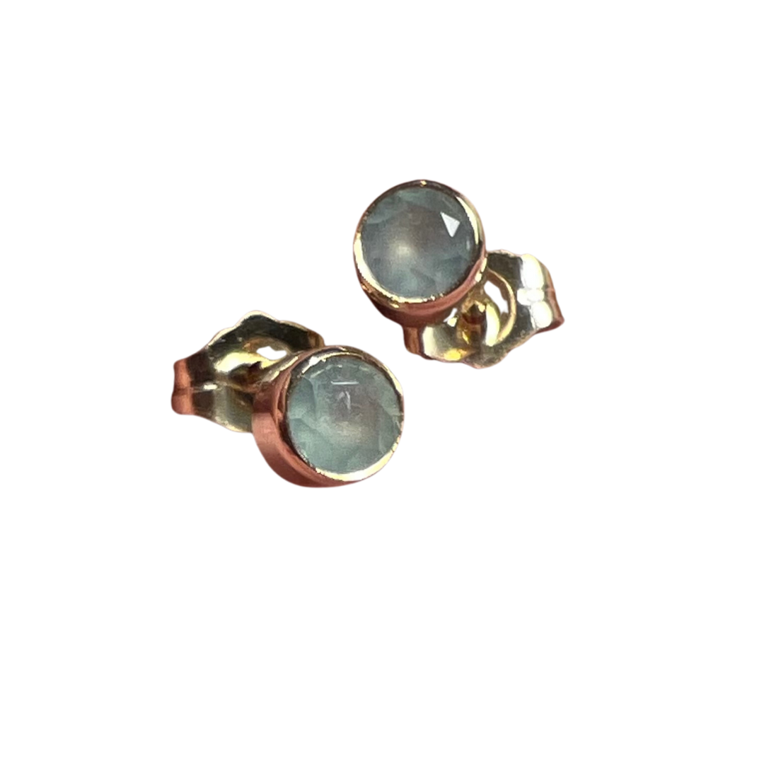 Faceted Blue Water Jade Earrings