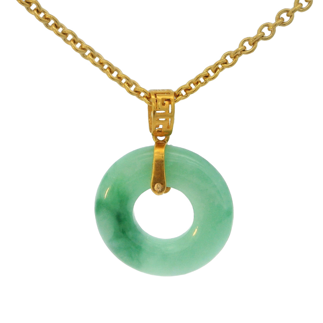 Apple Green Variegated Jade 18k Pendant