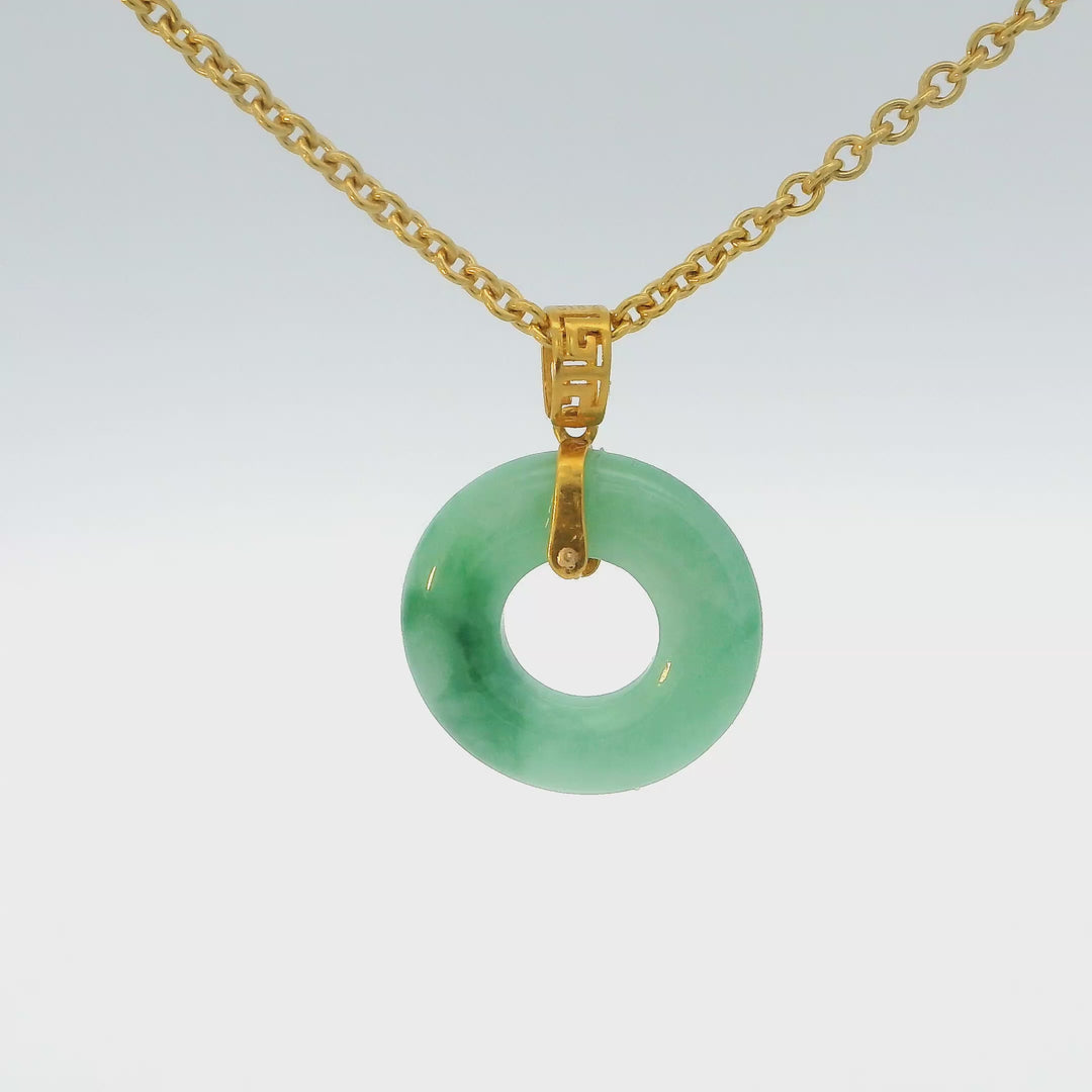 Apple Green Variegated Jade 18k Pendant