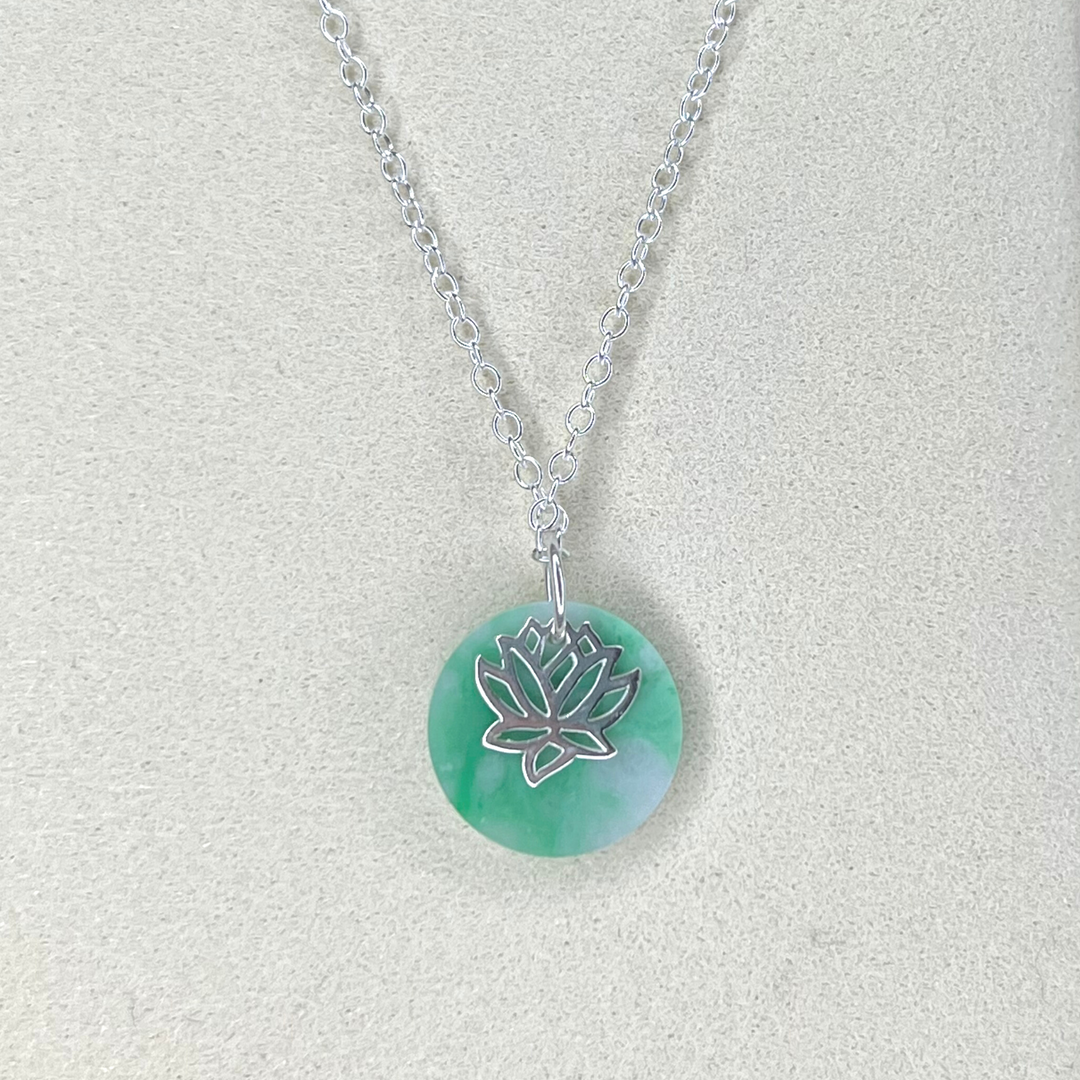 Jadeite Sterling Silver Lotus Pendant