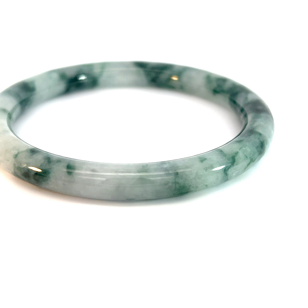 Variegated Forest Green White Jade Bangle