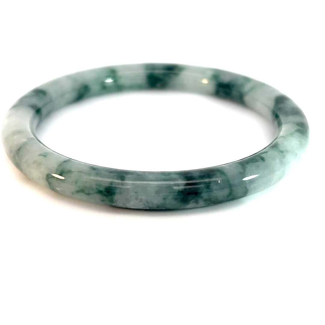 Variegated Forest Green White Jade Bangle