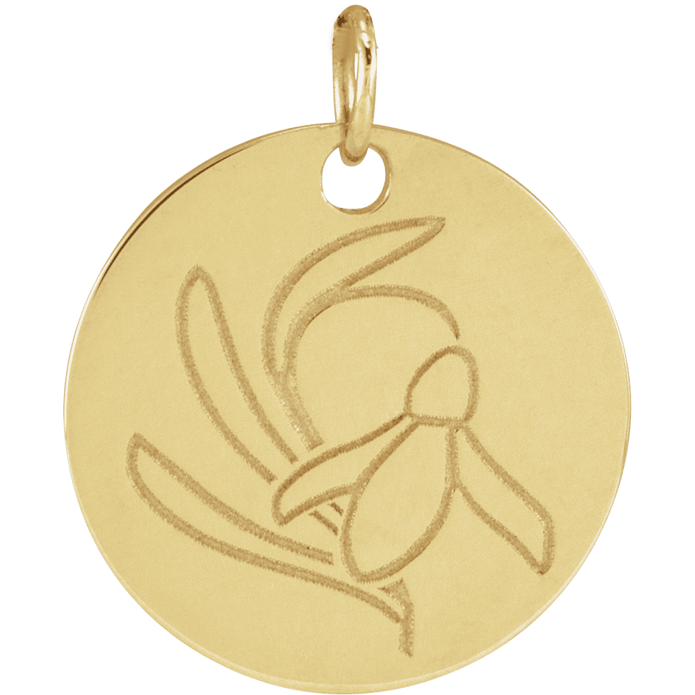 Birth Flower Jade Solid Gold Pendants