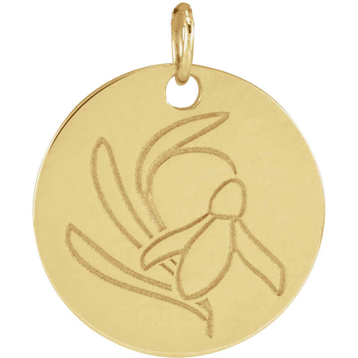 Birth Flower Jade Solid Gold Pendants