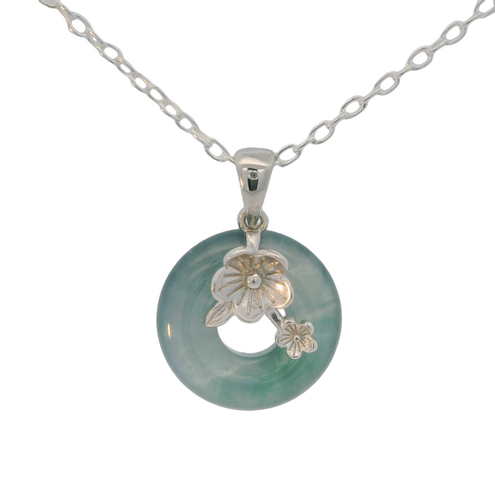 Cherry Blossom Blue Water Jade Pendant