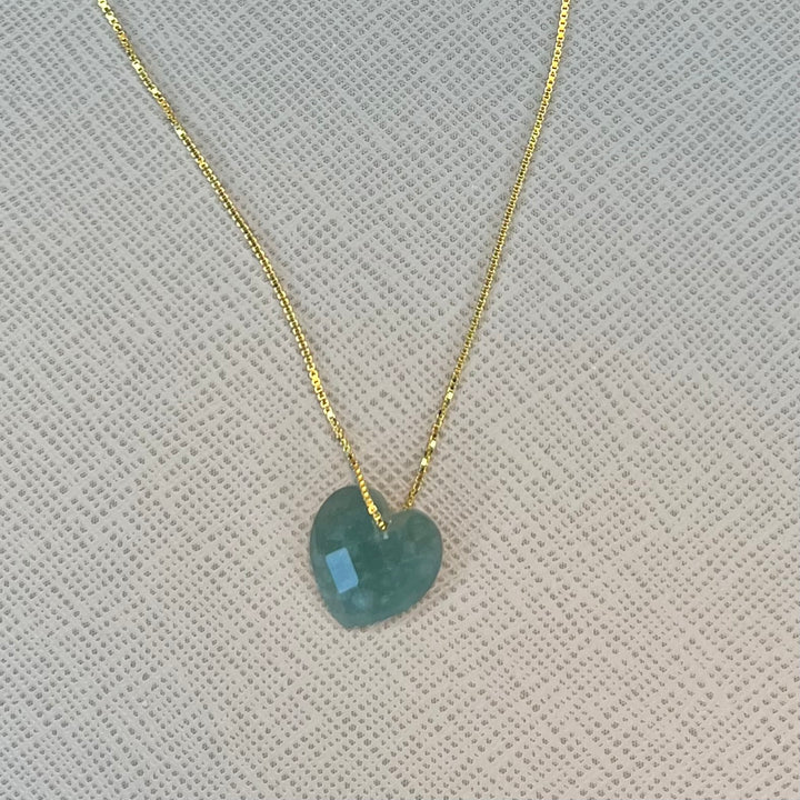 Faceted Blue Water Jade Heart