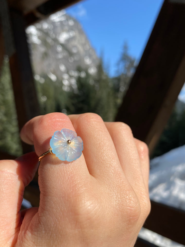 Aquamarine Flower Ring