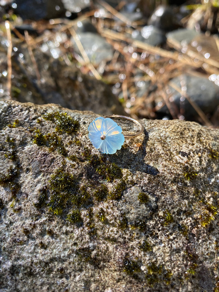 Aquamarine Flower Ring