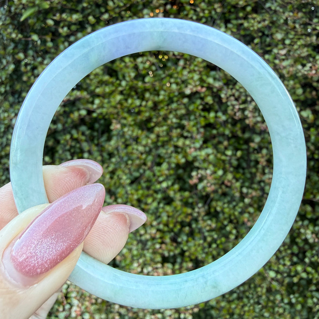 Green and Light Lavender Jade Bangle