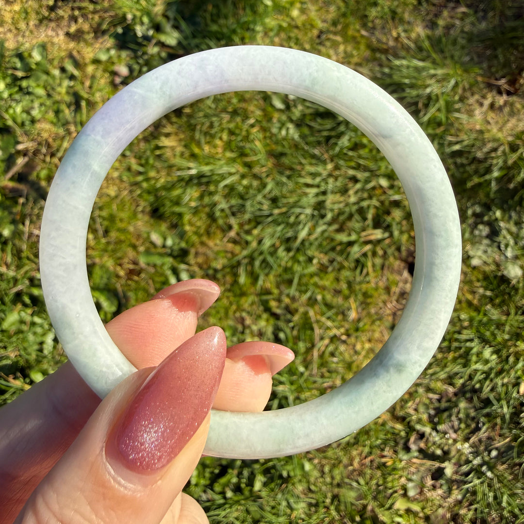Green and Light Lavender Jade Bangle