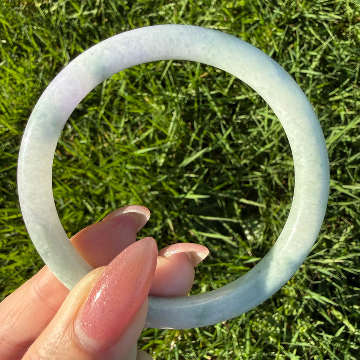 Green and Light Lavender Jade Bangle