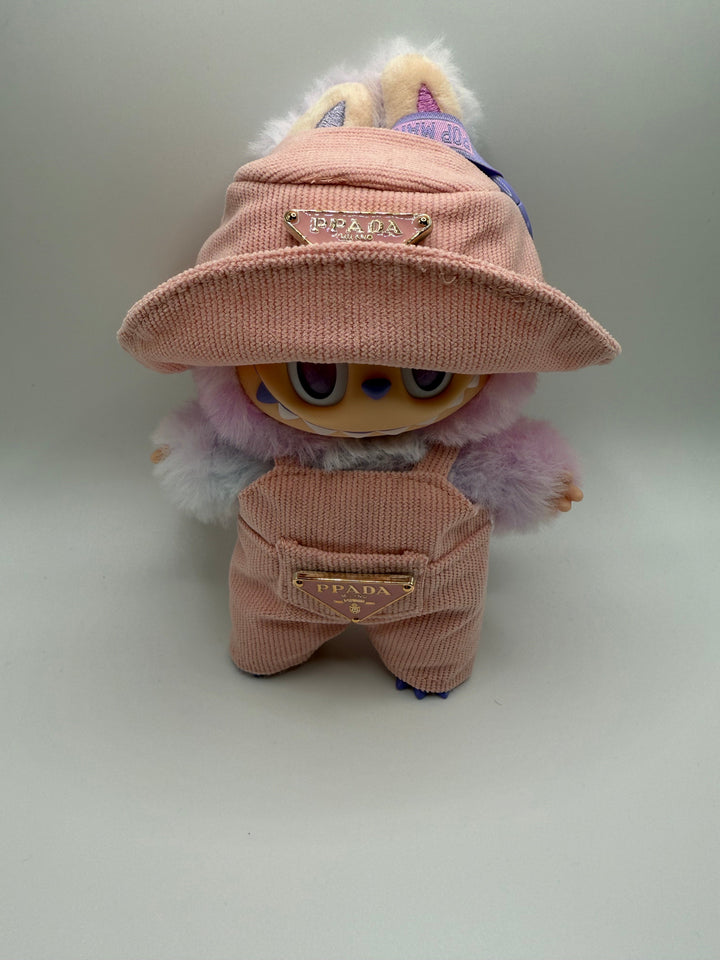 Light Pink Bucket Hat & Overall Set