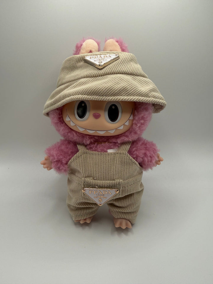 Cream Bucket Hat & Overall Outfit