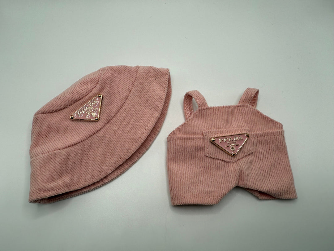 Light Pink Bucket Hat & Overall Set