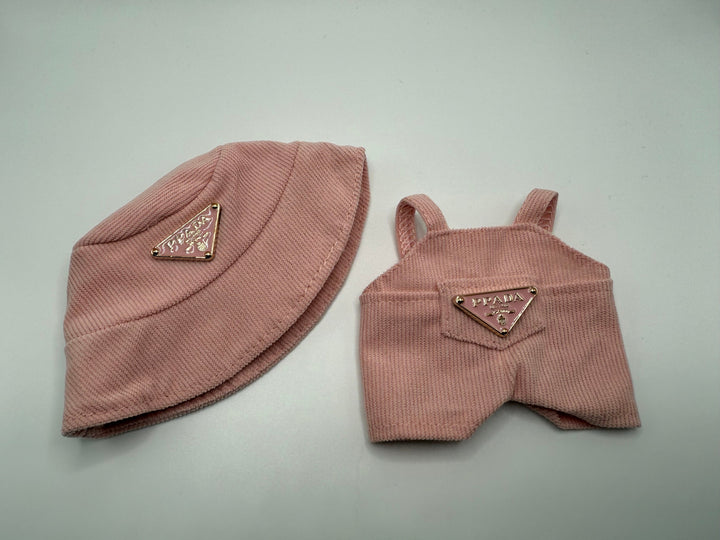 Light Pink Bucket Hat & Overall Set