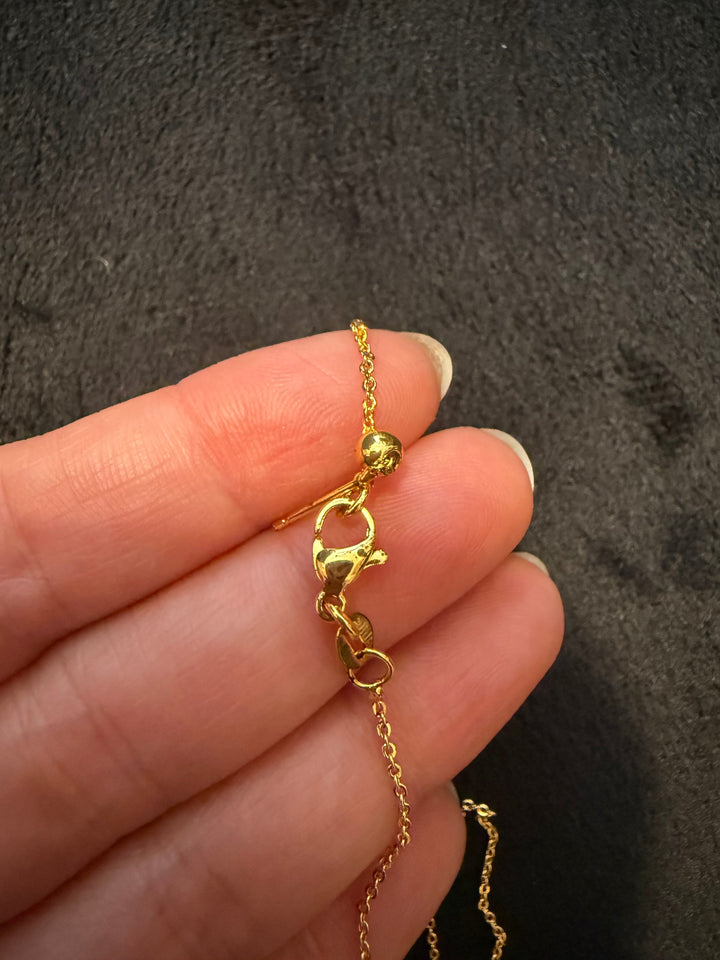 Nephrite Jade Lotus Pendant with Gold-Plated Adjustable Chain