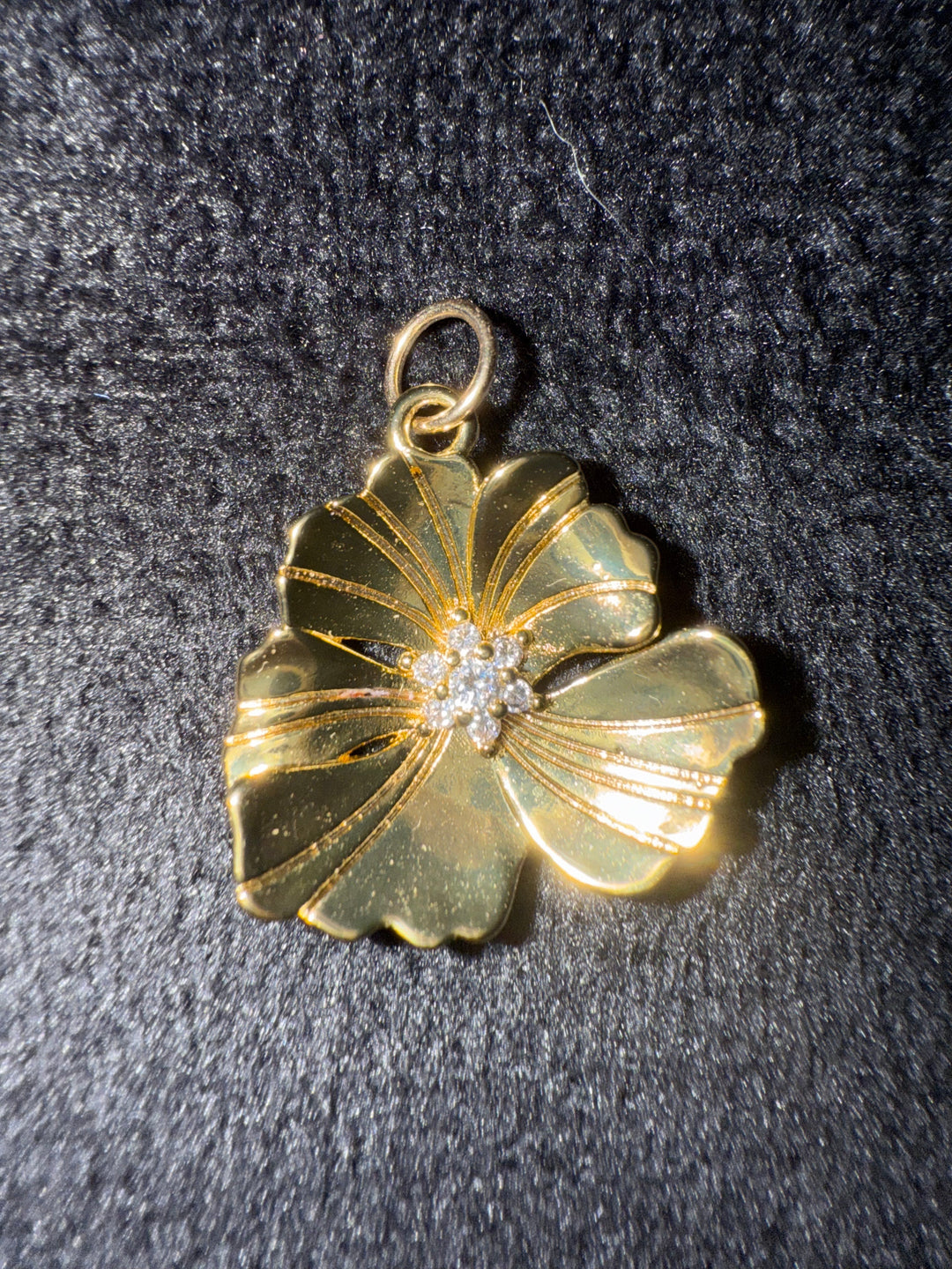 Gold Plated Flower Pendant with Cubic Zirconia