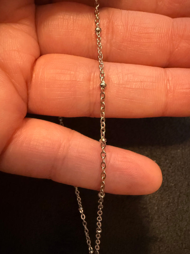 Prehnite Donut Pendant with Stainless Steel Chain