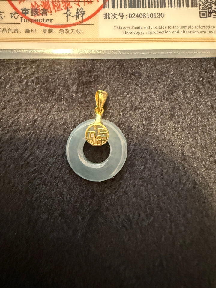 Blue Water Jade Donut Fortune Pendant – Gold Vermeil