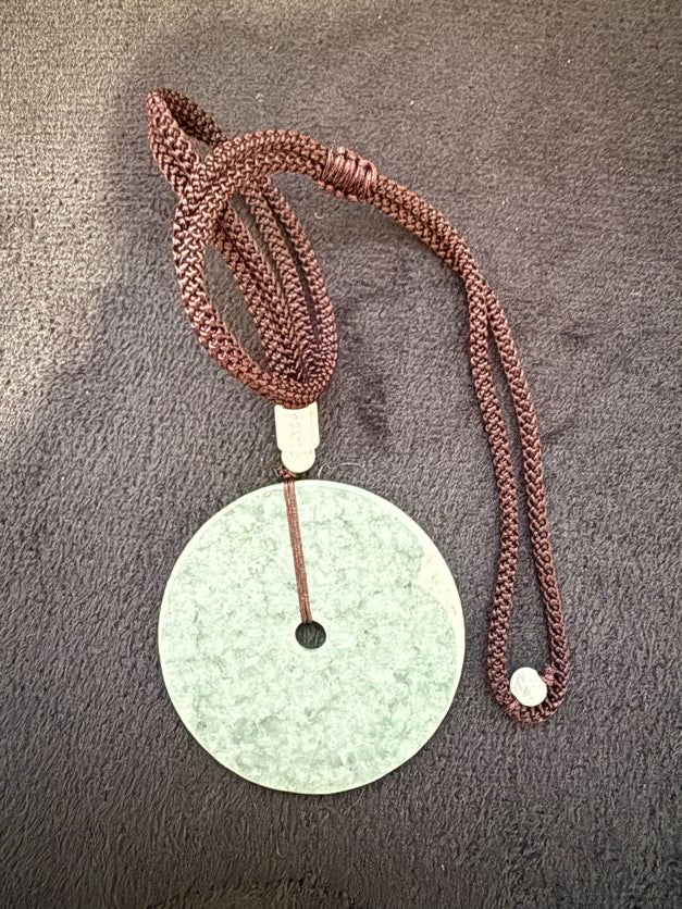 Burmese Jade Pendant with Adjustable Brown Cord