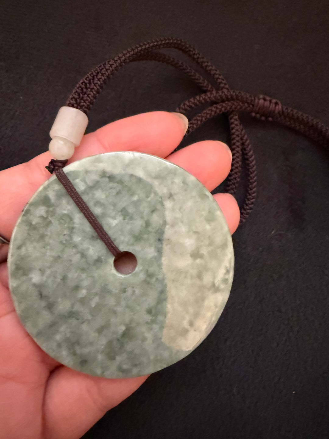 Burmese Jade Pendant with Adjustable Brown Cord