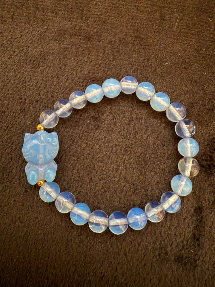 Opalite Hello Kitty Beaded Bracelet (Manmade Stone)