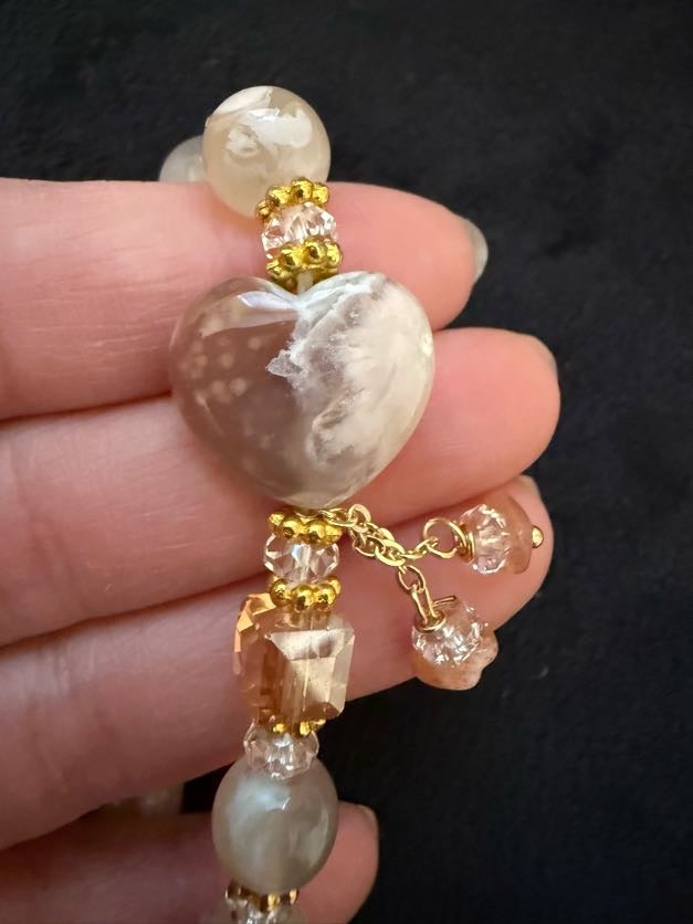 Heart Agate Beaded Bracelet