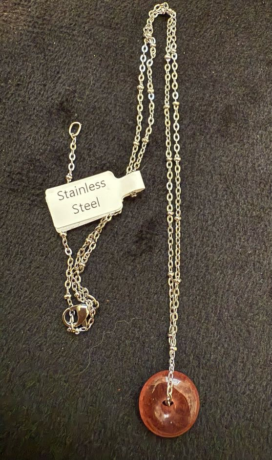 Strawberry Quartz Donut Necklace