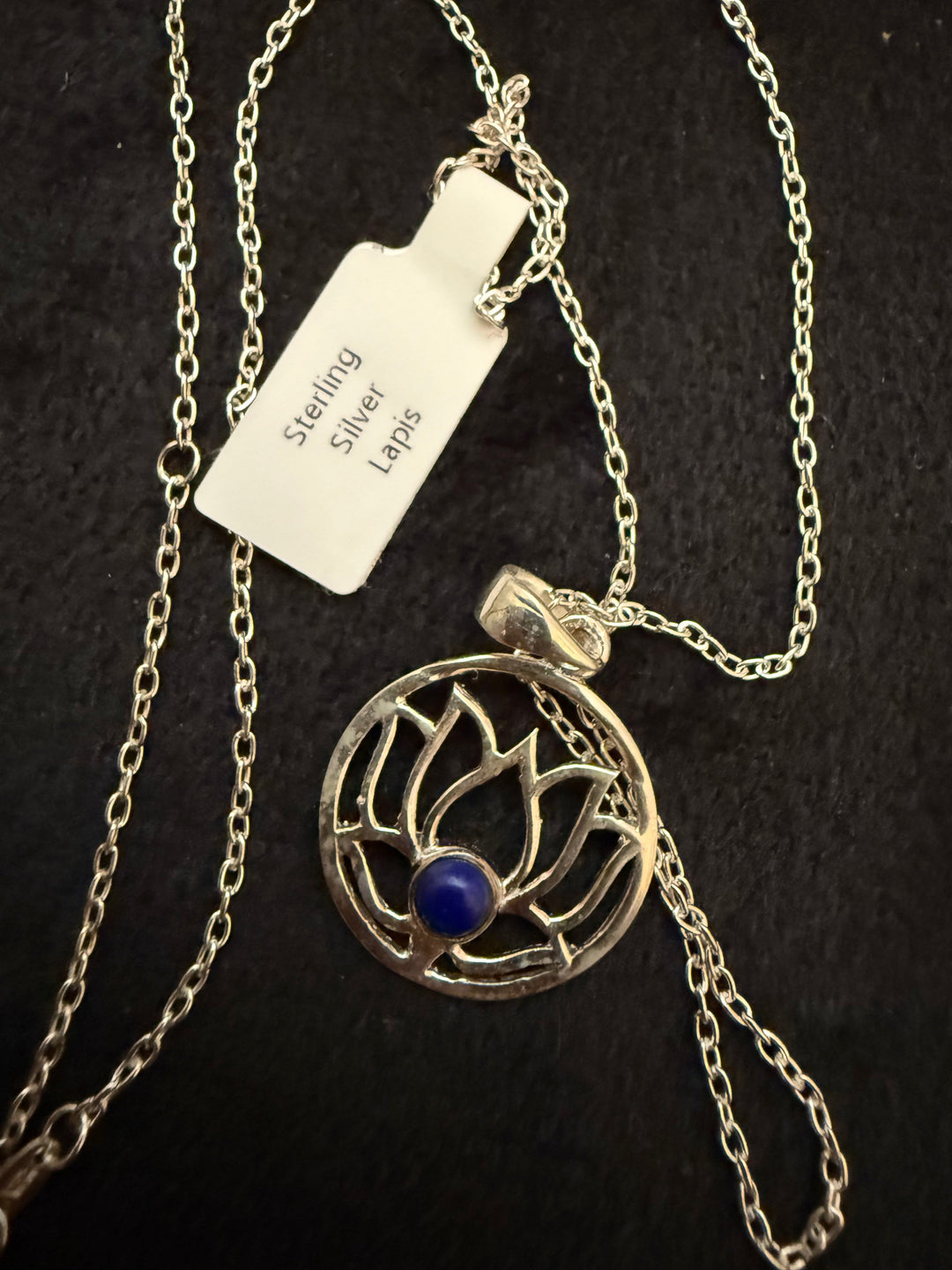 Lotus Flower Gemstone Pendant Necklace – Sterling Silver