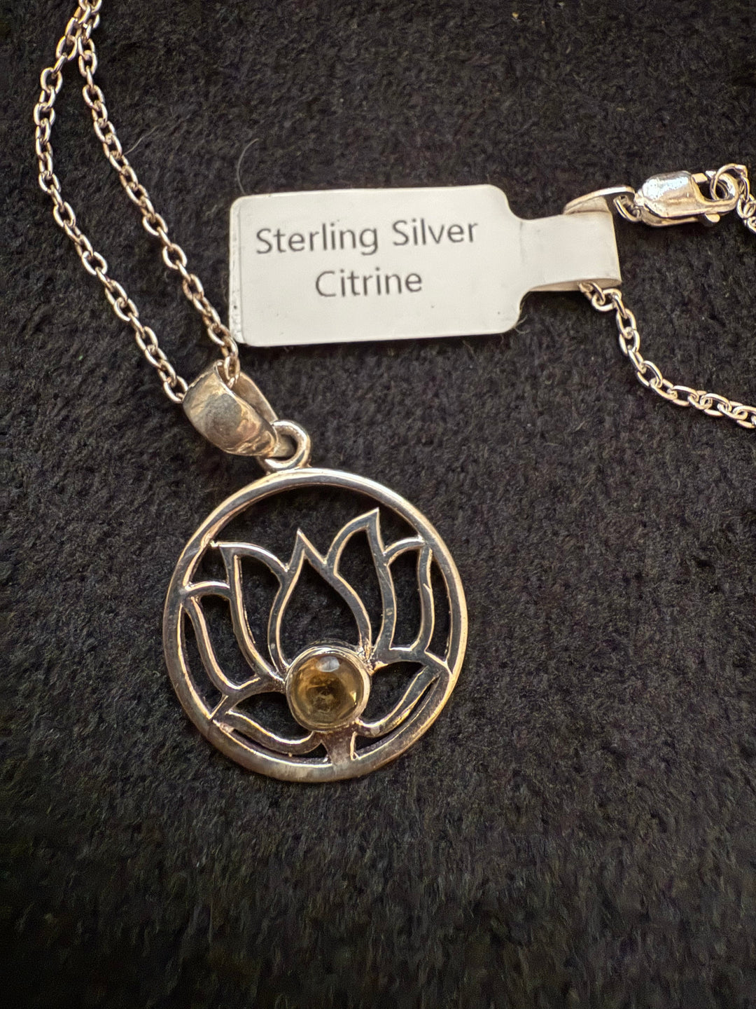 Lotus Flower Gemstone Pendant Necklace – Sterling Silver