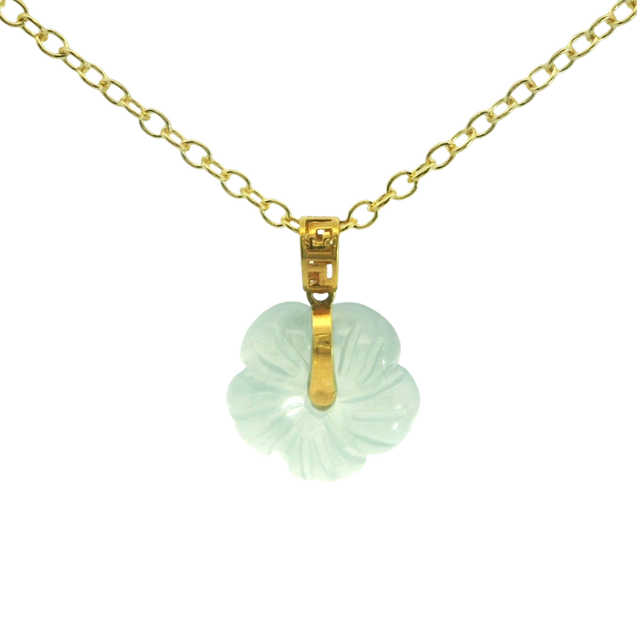 Blue Water Jade Blossom Solid Gold Pendant