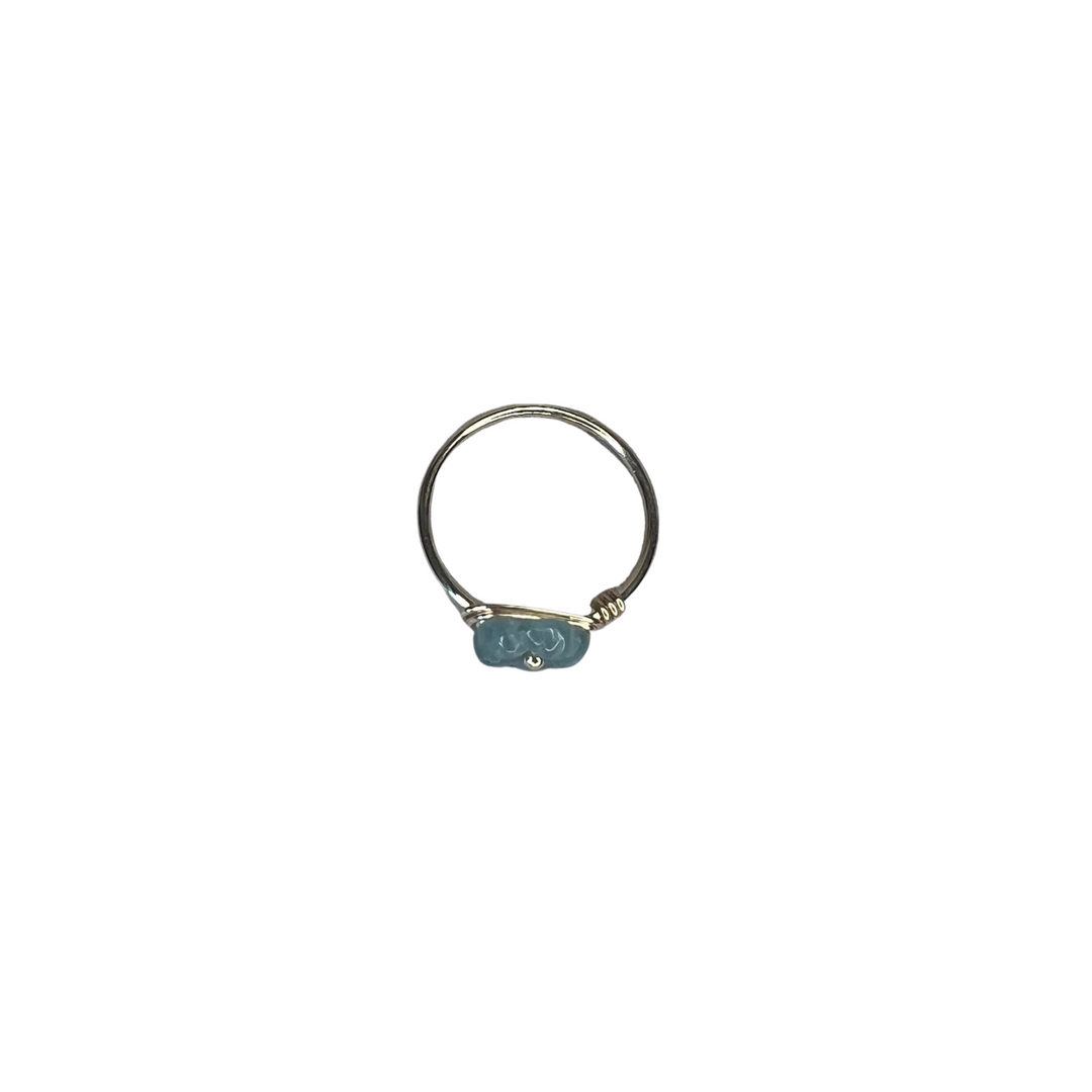 Blue Water Jade Flower Ring