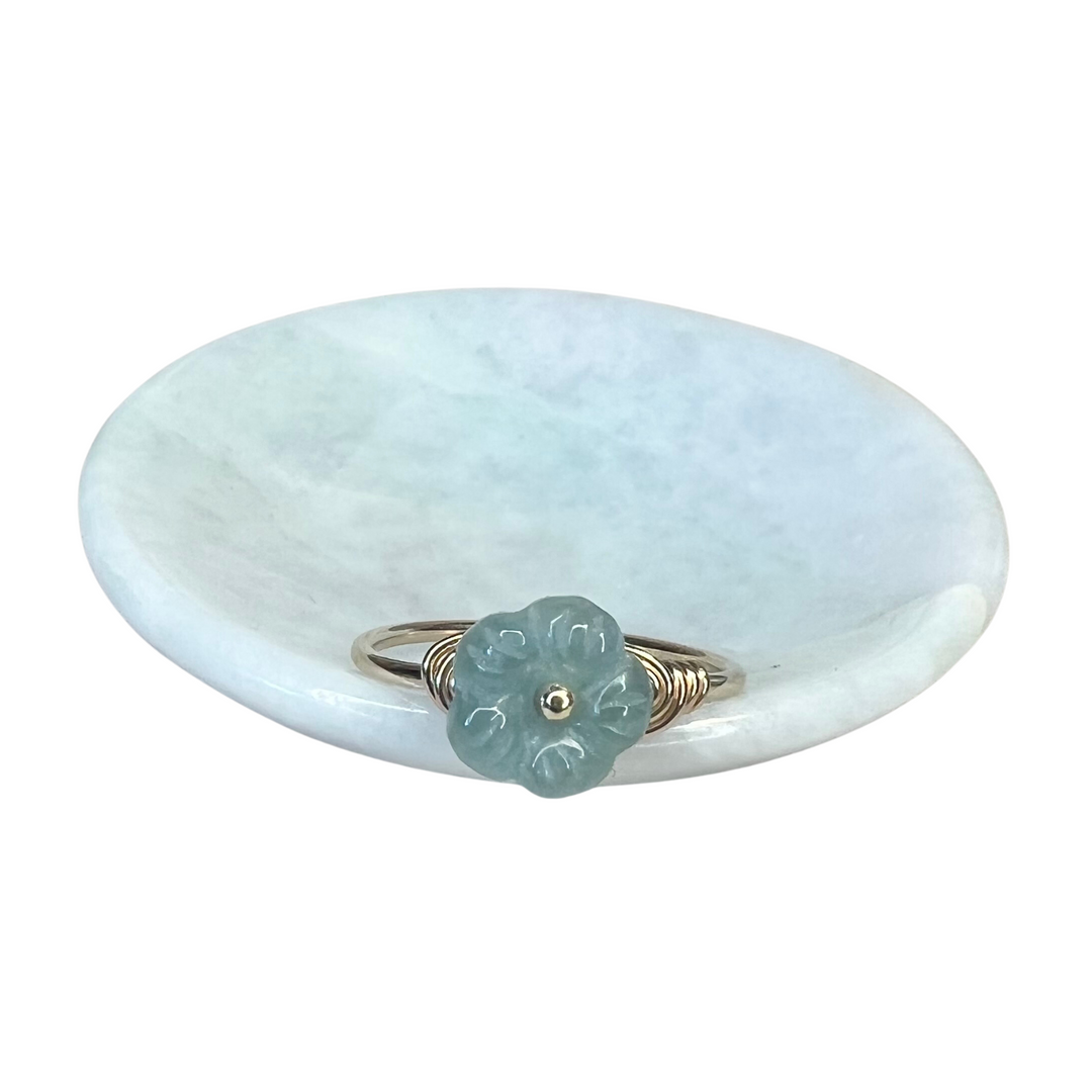 Blue Water Jade Flower Ring