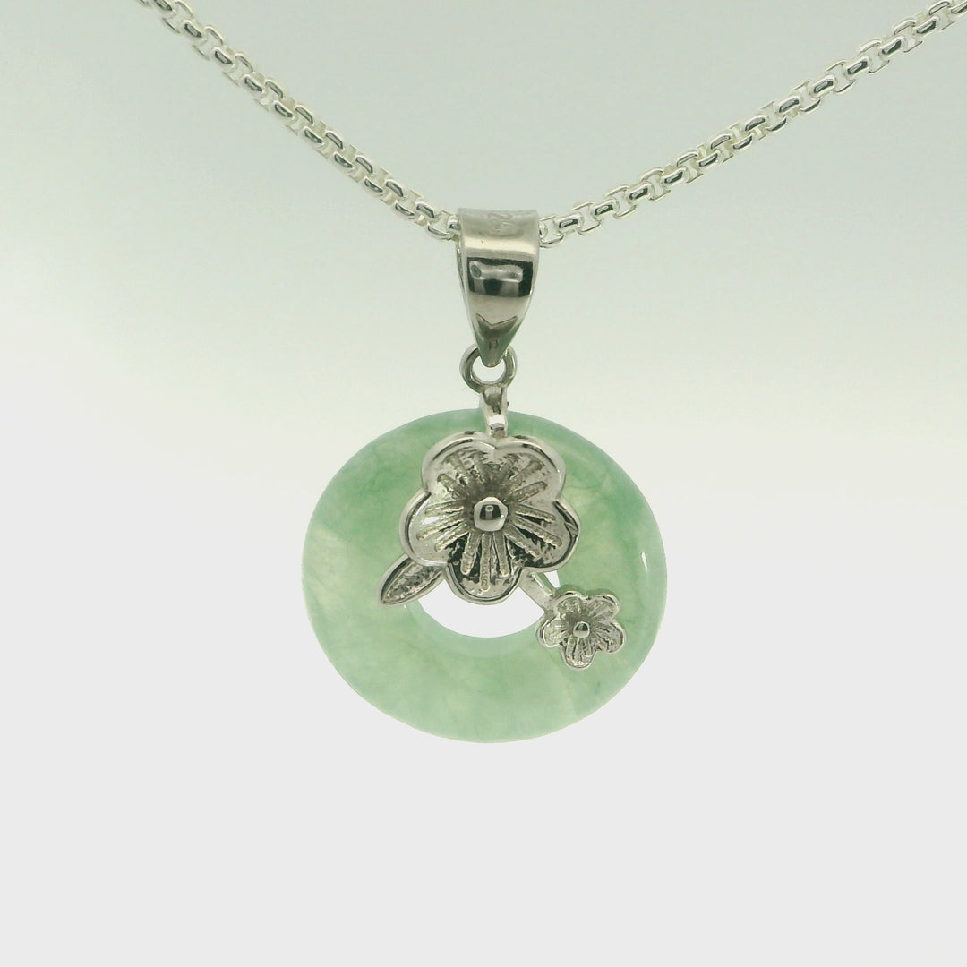 Cherry Blossom Green Jade Pendant