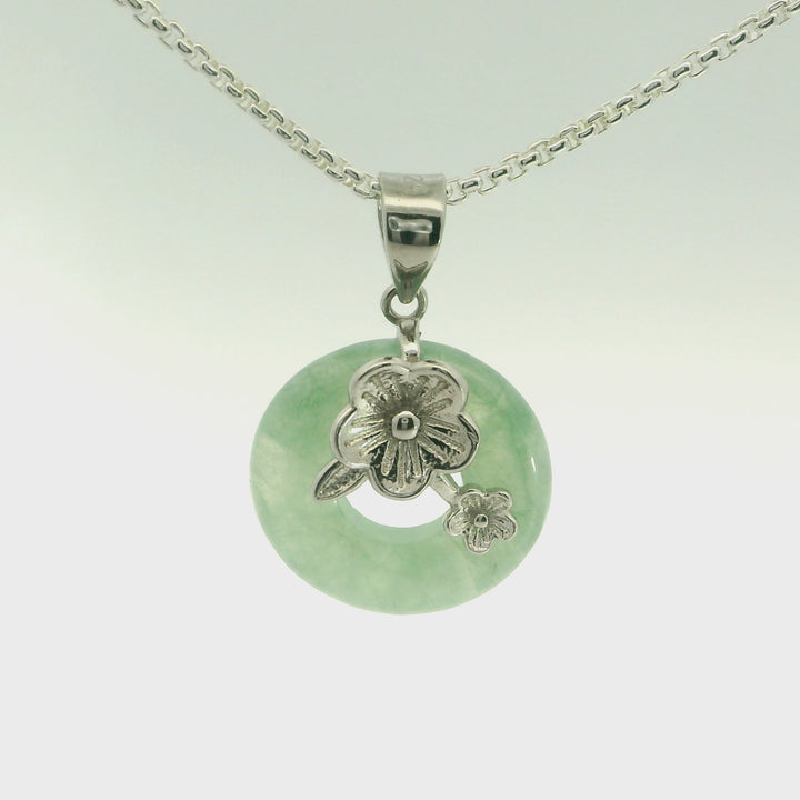 Cherry Blossom Green Jade Pendant