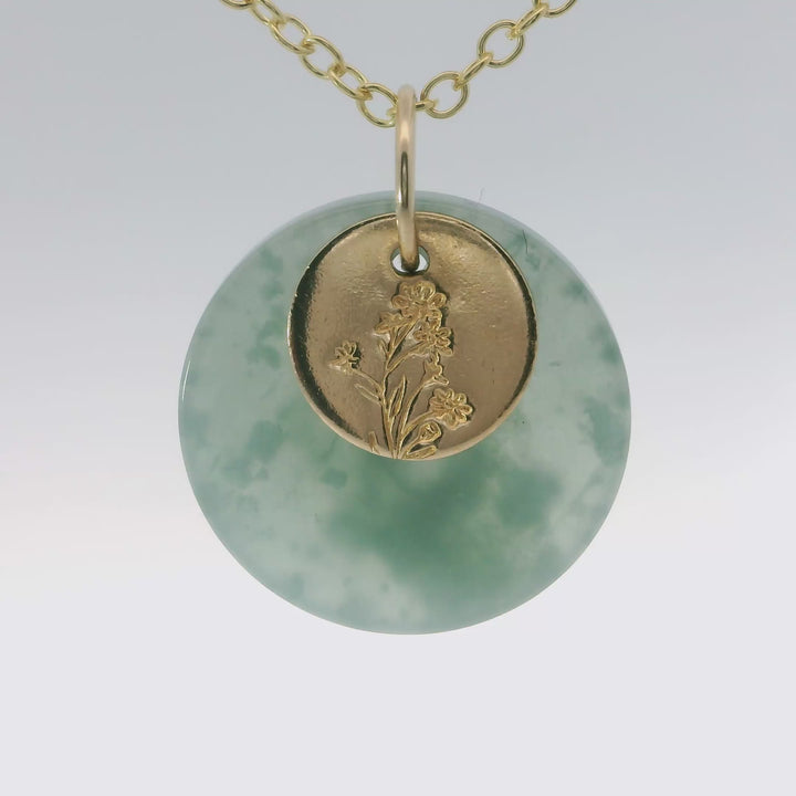 Birth Flower Jade Pendants