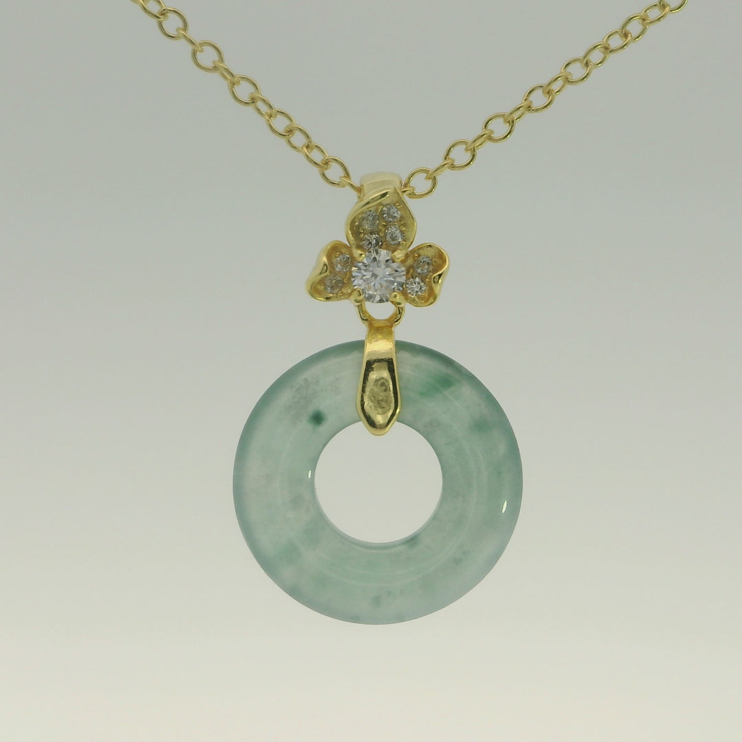 Jade Flower with CZ