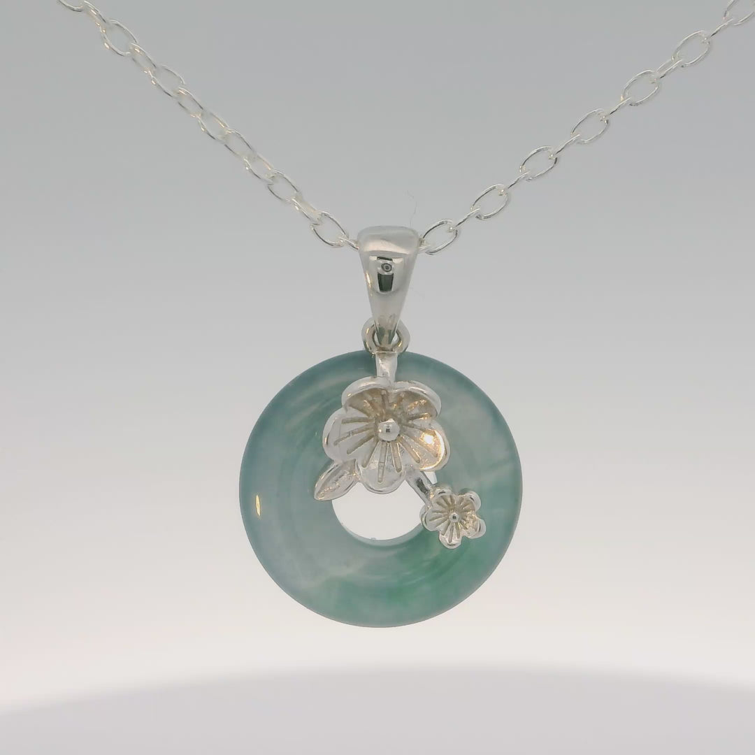 Cherry Blossom Blue Water Jade Pendant