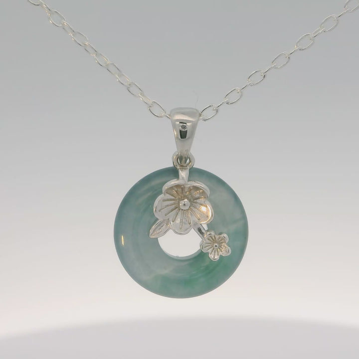 Cherry Blossom Blue Water Jade Pendant (Donation)