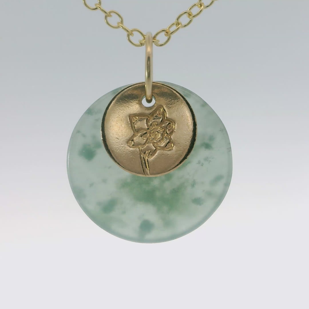 Birth Flower Jade Pendants