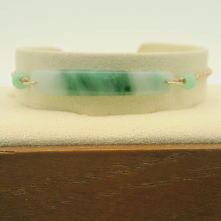 Green and White Jade Bracelet