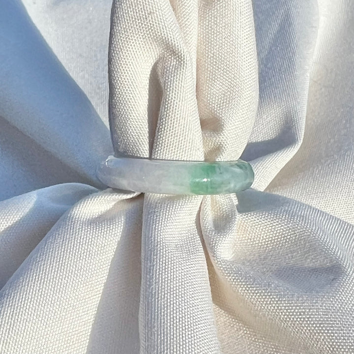 Green Jade Ring with Lavender Tint