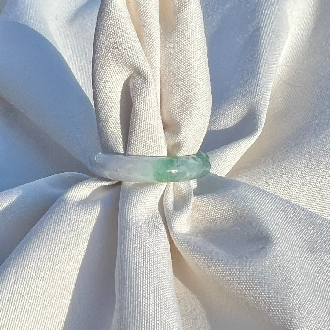 Green Jade Ring with Lavender Tint